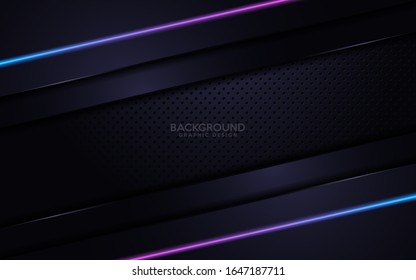 Modern navy tech abstract graphic design with blue and purple neon laser lines. Futuristic background. Vector illustration