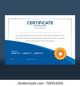 Modern neat blue and white certificate