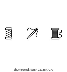 Modern needle and thread icon set