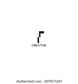 Modern Negative Space Initial Letter T  Logo Icon Simple Vector Design Template isolated white background