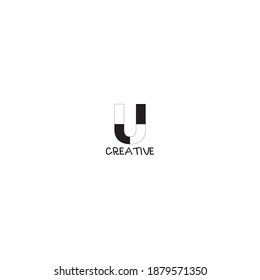 Modern Negative Space Initial Letter U Logo Icon Simple Vector Design Template isolated white background