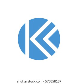 Modern negative space letter K inside a circle logo.