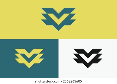 modern negative space letter V logo, simple negative space letter V logo.