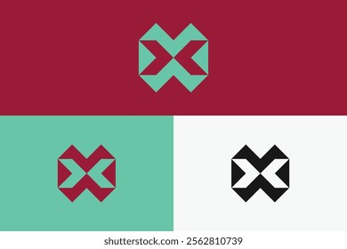 modern negative space letter X logo, simple negative space letter X  logo. 
