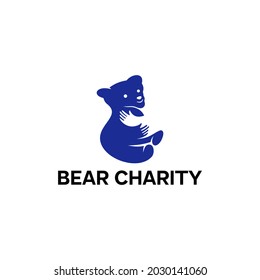 modern negative space logo for bear charity