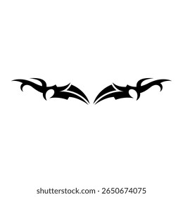 Modern neo tribal tattoo design featuring bold, black symmetrical shapes and sharp abstract curves