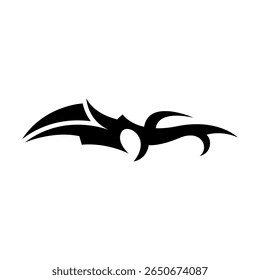 Modern neo tribal tattoo design featuring bold, black symmetrical shapes and sharp abstract curves
