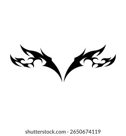 Modern neo tribal tattoo design featuring bold, black symmetrical shapes and sharp abstract curves