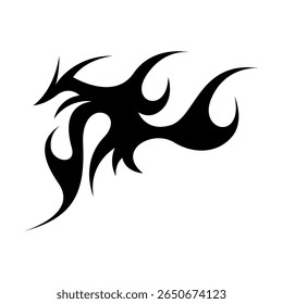 Modern neo tribal tattoo design featuring bold, black symmetrical shapes and sharp abstract curves