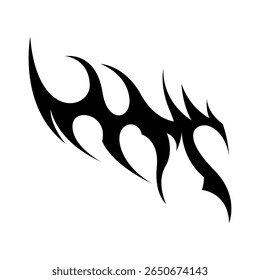 Modern neo tribal tattoo design featuring bold, black symmetrical shapes and sharp abstract curves
