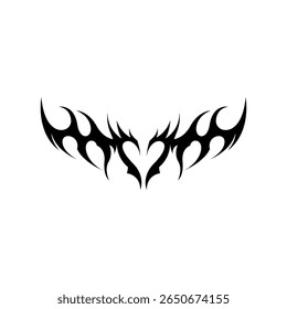 Modern neo tribal tattoo design featuring bold, black symmetrical shapes and sharp abstract curves