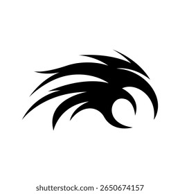 Modern neo tribal tattoo design featuring bold, black symmetrical shapes and sharp abstract curves