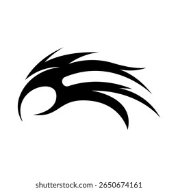 Modern neo tribal tattoo design featuring bold, black symmetrical shapes and sharp abstract curves