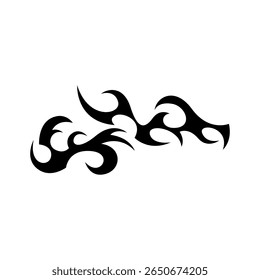 Modern neo tribal tattoo design featuring bold, black symmetrical shapes and sharp abstract curves