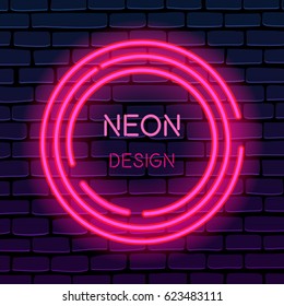 Modern neon banner on a brick wall background. vector illustration