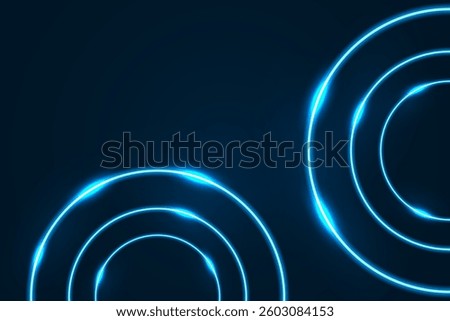 Modern Neon Blue Circle on Black Background. Technology Wallpaper. Futuristic. Abstract Business Banner