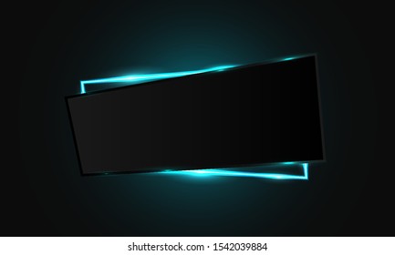 Modern neon cyber neon banner, vector art illustration.