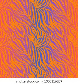 Modern neon multicolored textured background. Abstract seamless pattern. Striped animal skin