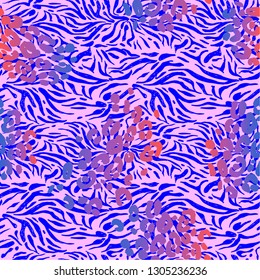 Fondo moderno de neón multicolor texturado. Resumen de un patrón impecable. Piel de cebra