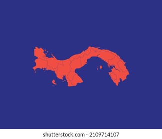 Modern Neon Orange Color High Detailed Border Map Of Panama, Isolated on Blue Background Vector Illustration
