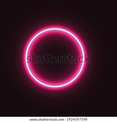Modern neon pink glowing circle banner on dark blank background.