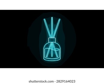 Modern Neon Reed Diffuser Vector Illustration for Home Fragrance and Aromatherapy Design Concept