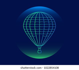 Modern Neon Thin Icon of balloon on Blue Background. Vector isolated illustration