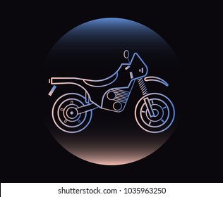 Modern Neon Thin Icon of motorcycle on Black Background. Vector isolated illustration