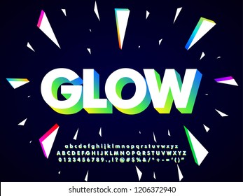 modern neon typeface design with break colorful neon particles background	