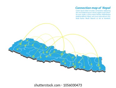 Modern of nepal Map connections network design, Best Internet Concept of nepal map business from concepts series, map point and line composition. Infographic map. Vector Illustration.