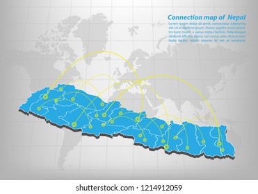 Modern of nepal Map connections network design, Best Internet Concept of nepal map business from concepts series, map point and line composition. Infographic map. Vector Illustration.