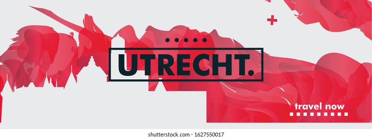 Modern Netherlands Utrecht skyline abstract gradient website banner art. Travel guide cover city vector illustration