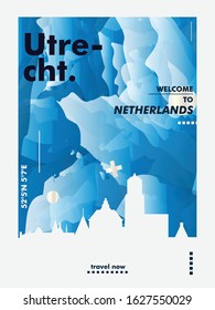 Modern Netherlands Utrecht skyline abstract gradient poster art. Travel guide cover city vector illustration