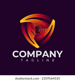 Modern network abstract security shield keyhole logo design brand