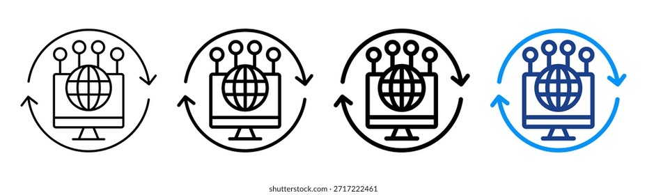 Conjunto de Colección de contorno de icono de red moderno diferente
