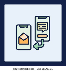Modern Network Icon: Smartphone Data Transfer Illustration