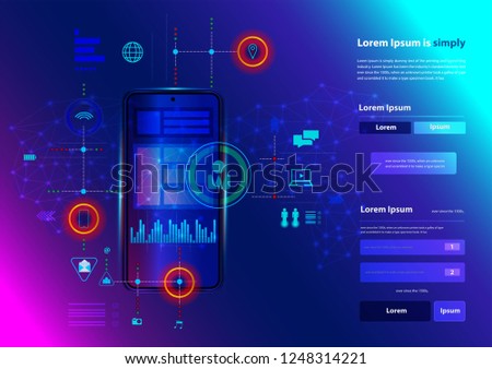 Modern networking smart phone innovation technology business digital marketing ideas concept, Vector illustration design layout template 