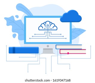 Modern Neural Networks vector flat illustration. 