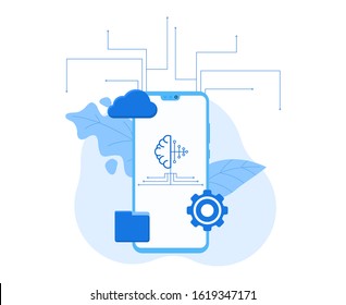 Modern Neural Networks vector flat illustration. 