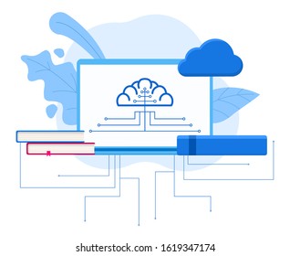 Modern Neural Networks vector flat illustration. 