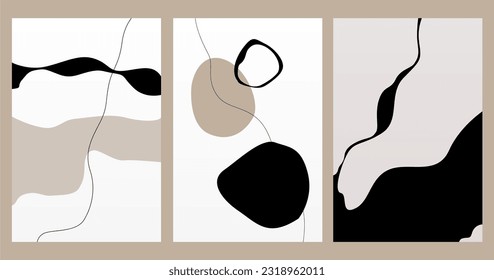 Impresión moderada de arte abstracto neutro. Resumen De La Decoración De Las Paredes. Decoración beige de arte
