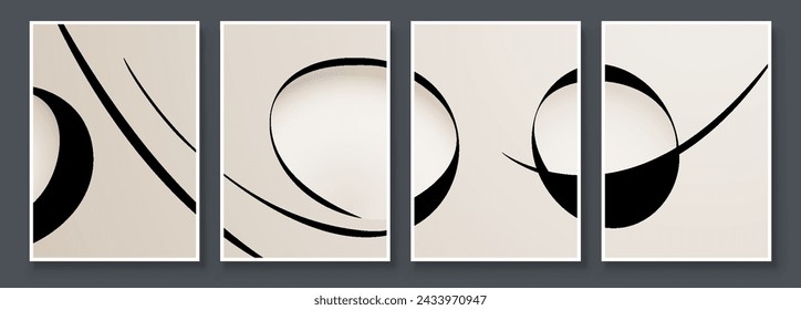 Modern Neutral Abstract Printable Wall Art Set of 4 Simple Line Print Beige Minimalist Wall Art Contemporary Home Decor Modern Wall Art