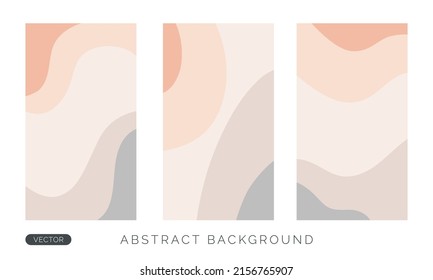 Modern neutral background set for social media stories or wallpaper phone. Abstract organic shapes vector design
