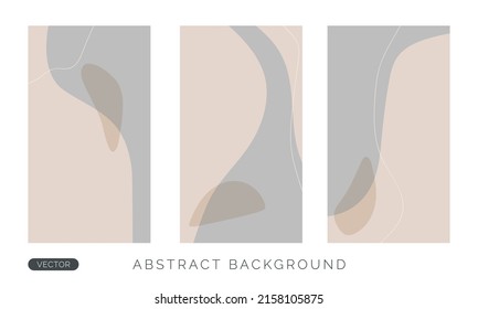 Modern neutral background set for social media stories or wallpaper phone. Minimalist vector design