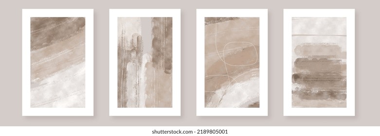 Modern Neutral Gallery Wall Art, Simple Abstract Minimalist Brush Strokes Art, Printable Wall Art