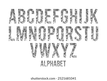 Modern new alphabet font consisting of braids and lines