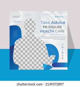 Modern New Creative Medical Healthcare Service Abstract blue Color Social Media Post Vector Template for personal use. Clinic, hospital, dentist, doctor, social media banner, usable for social media. 