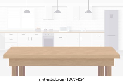 Modern new light interior of kitchen with white furniture