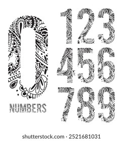 Modern new number numbers font from 1 to 9 consisting of braids and lines