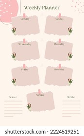 Modern New Pink Minimalist Weekly Planner